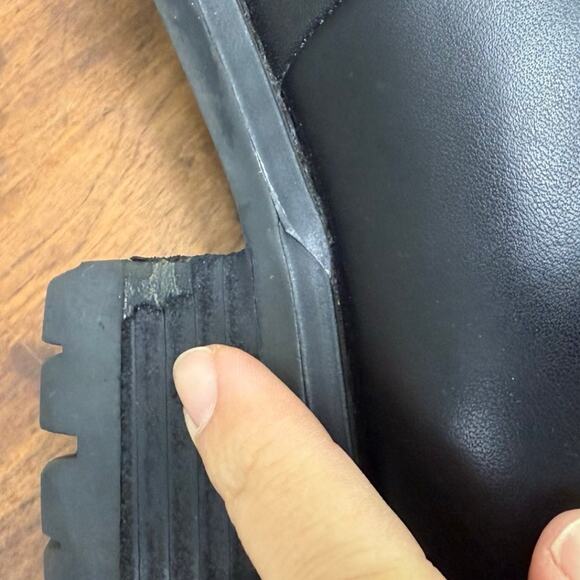 Vintage 90's Women's Black Lugz Size 6.5 Leather Workwear Grunge Chunky Heel - Picture 7 of 16